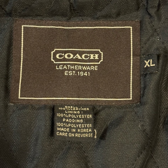 Coach Mens Black Leather Motorcycle/ Biker Zip Jacket Sz XL - Picture 2 of 7